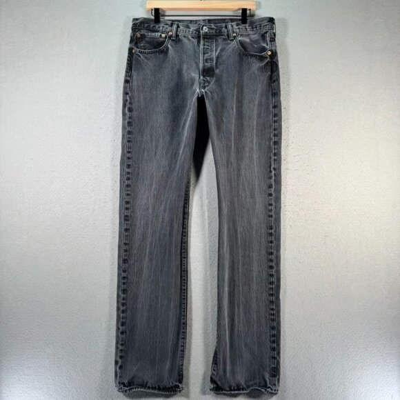 Levis 550 Jeans Mens 36x36 Black Slim Straight Comfort Faded Stretch Button Fly - Picture 1 of 4